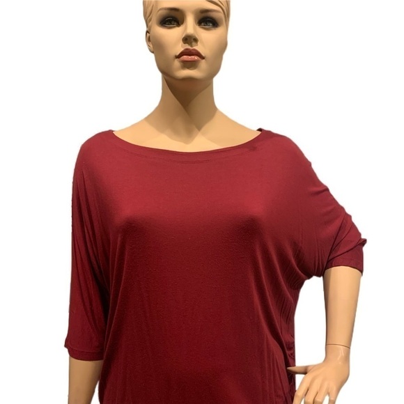 Igigi Deirdra Dolman Tunic Top Red Plus Size 26 / 28 Ruching On Sides 3/4 Sleeve - Picture 1 of 10